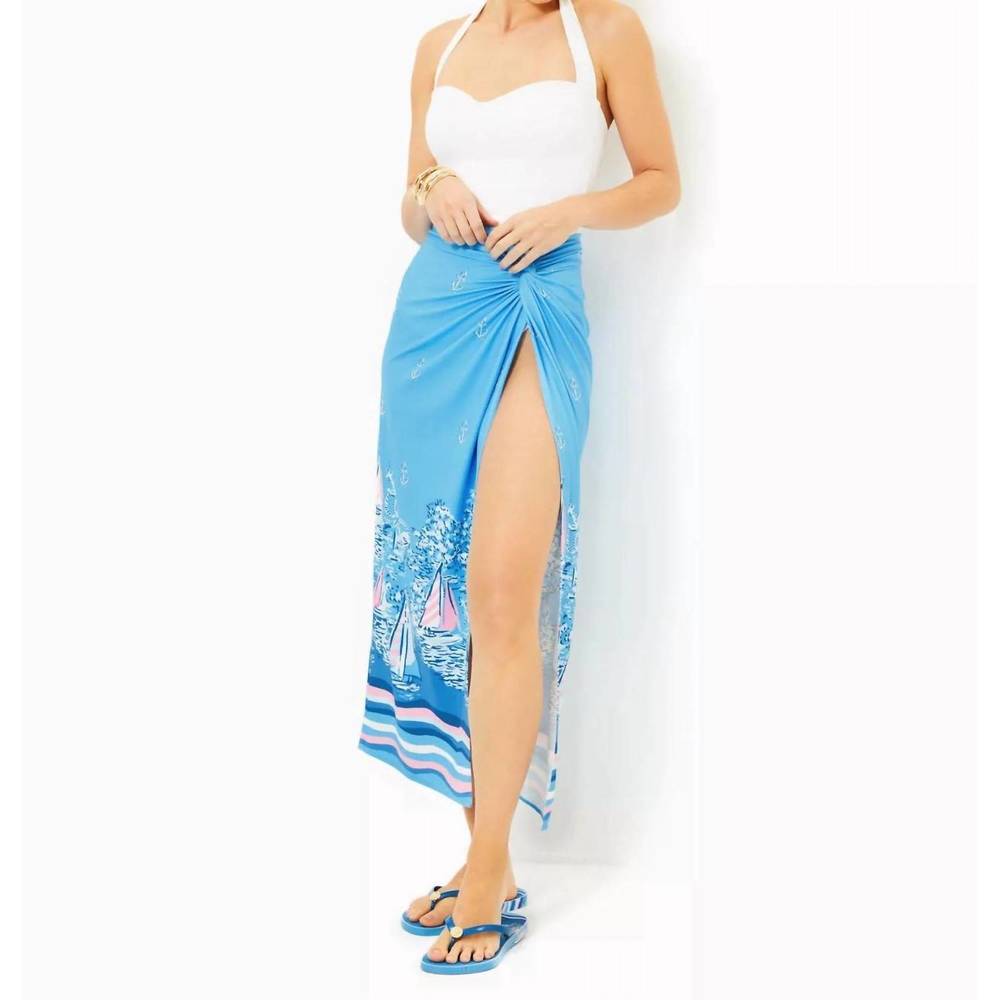 NEW LILLY PULITZER leevy skirt coverup in lunar blue - Picture 3 of 4